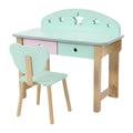 Bureau d'enfants en bois avec siège assorti et design étoilé