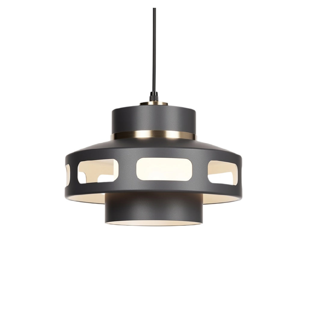 Suspension moderne en métal noir avec éclairage LED intégré
