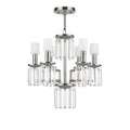 Lustre moderne en métal et cristal, 8 lumières