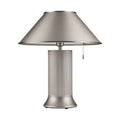 Lampe de table moderne avec abat-jour en métal argenté et base striée