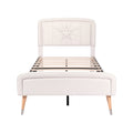 Lit contemporain en cuir synthétique avec cadre en bois