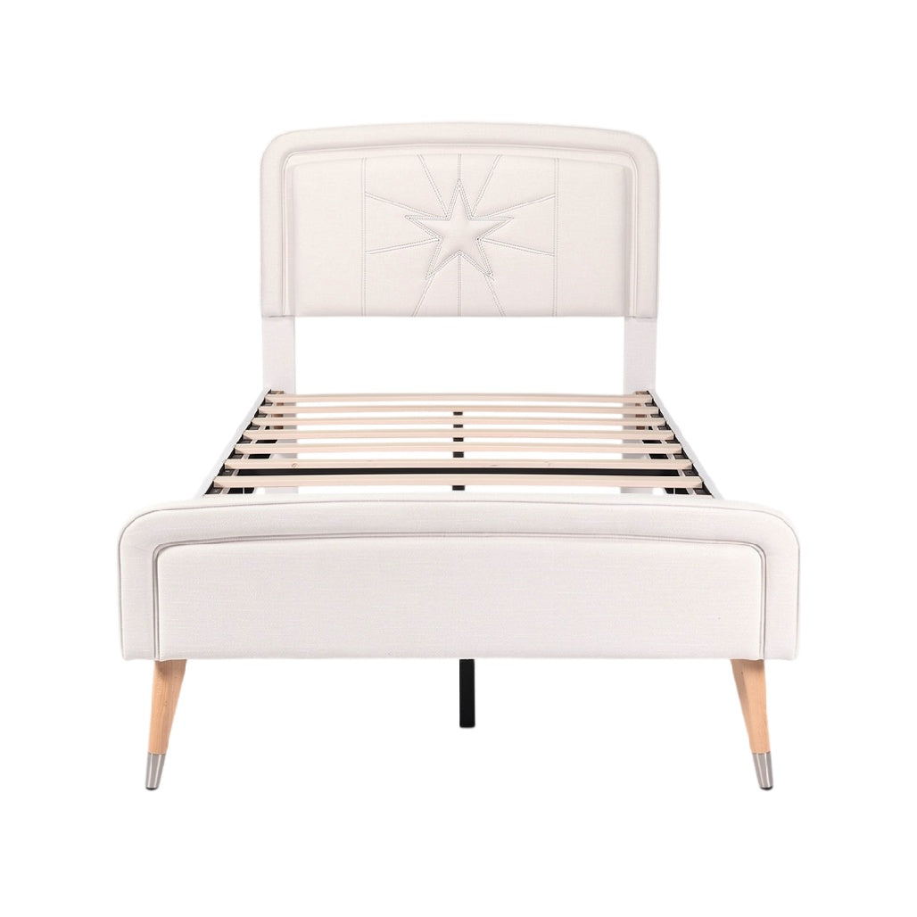 Lit contemporain en cuir synthétique avec cadre en bois